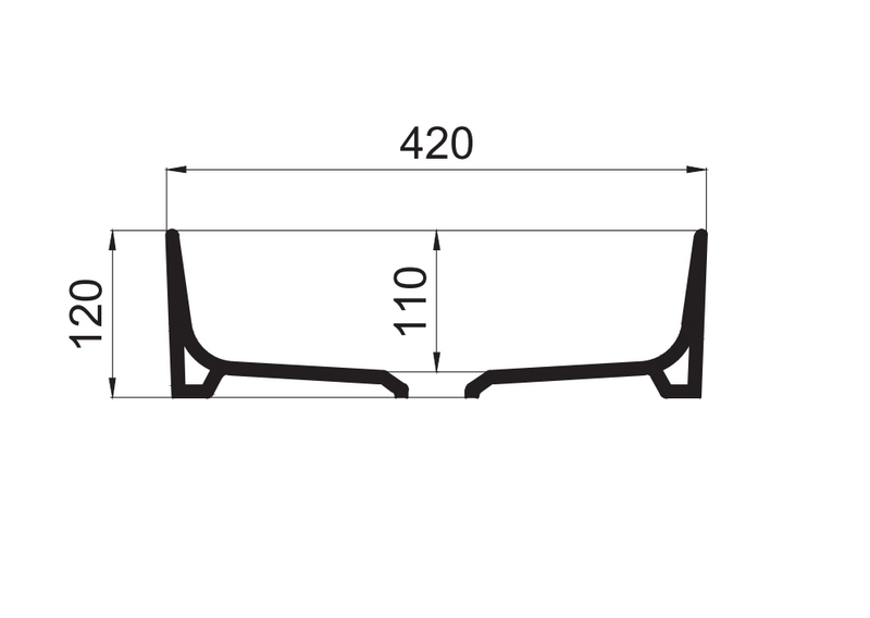 Malja-allas Tammiholma Lagoa 420x120mm taupe