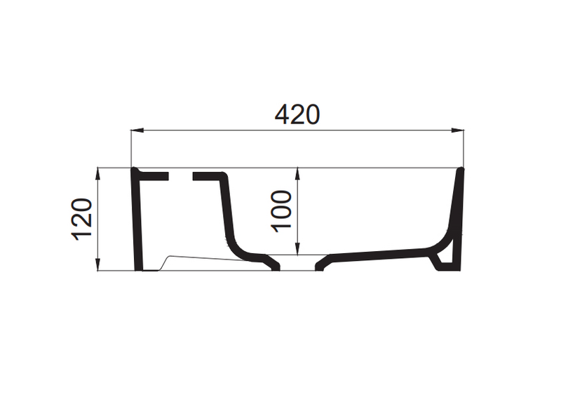 Malja-allas Tammiholma Ovar 420x120mm taupe