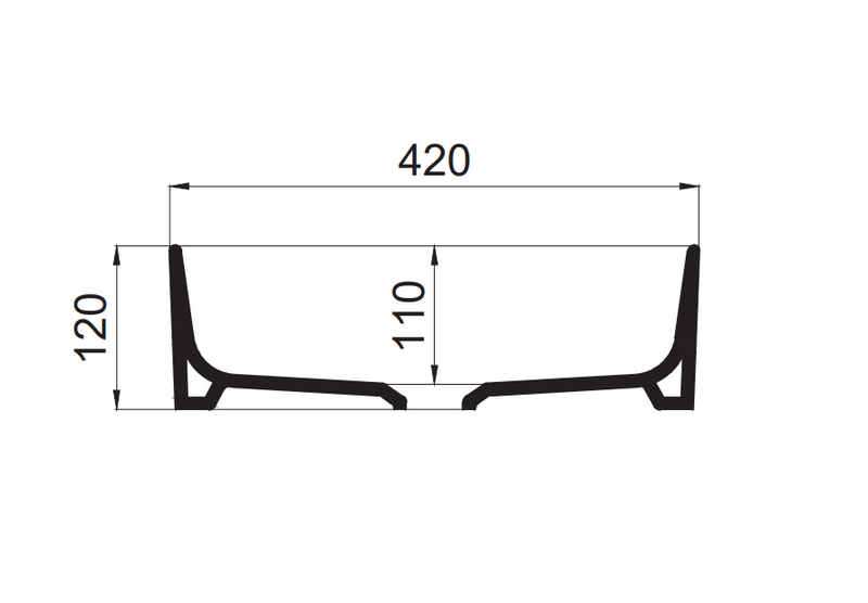 Malja-allas Tammiholma Lagoa 420x120mm valkoinen