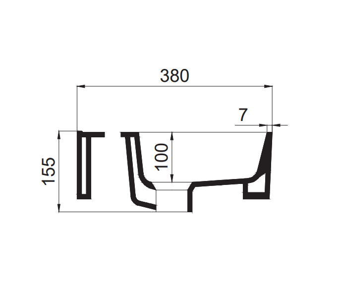 Malja-allas Tammiholma Amadora 500x380x130mm antrasiitti