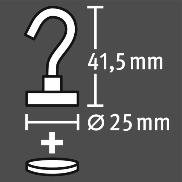 Magneettikoukku lisämagneetilla Fix-o-moll 25x41,5mm neodyymi