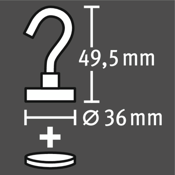 Magneettikoukku lisämagneetilla Fix-o-moll 36x49,5mm neodyymi