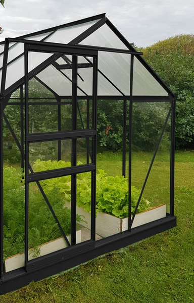 Kasvihuone Goodiy 7,1m² musta alumiinirunko