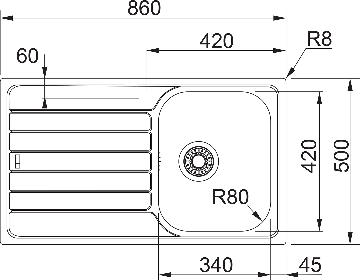 Upotettava allas Franke Spark SKX 611-86
