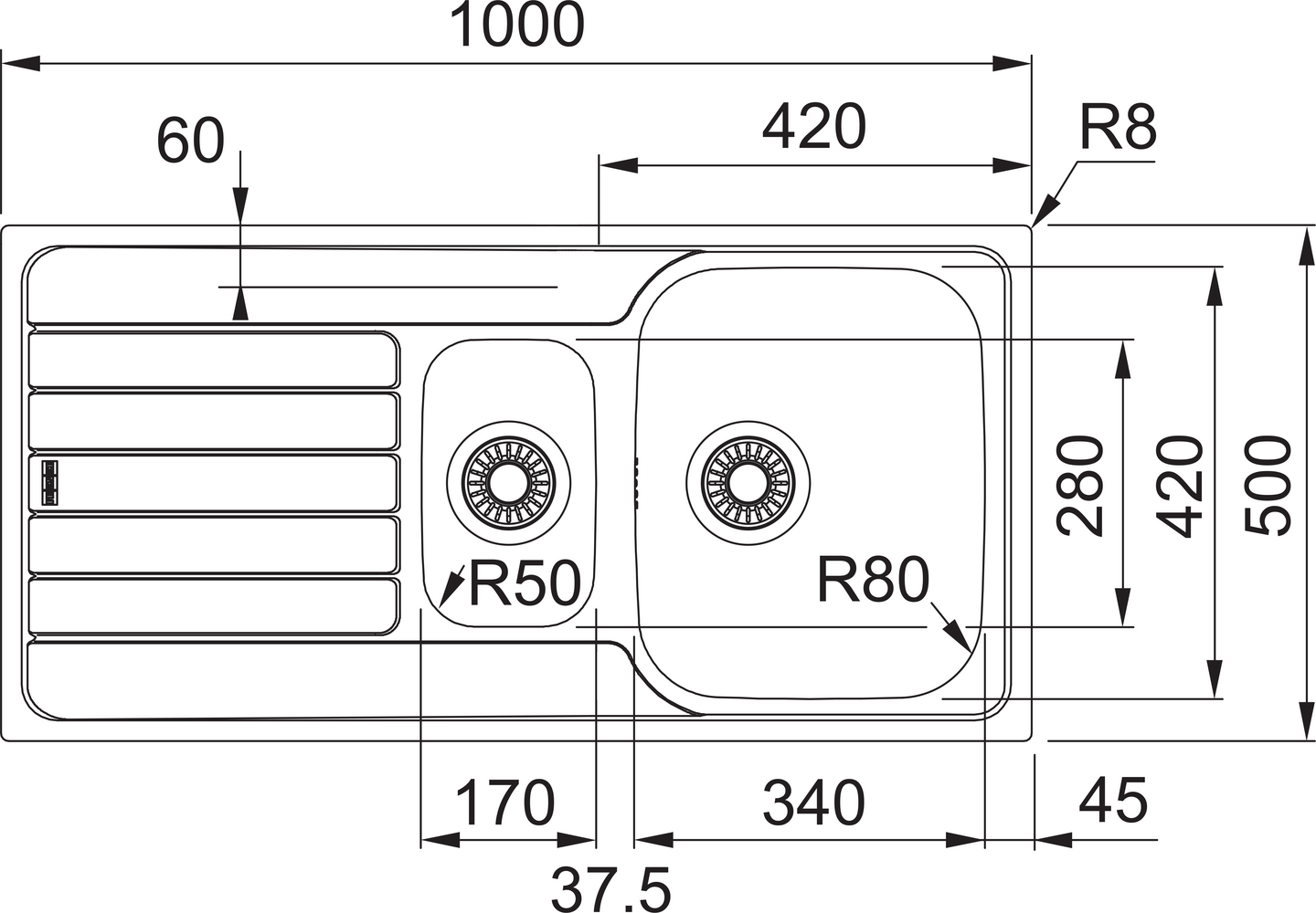 Upotettava allas Franke Spark SKX 651