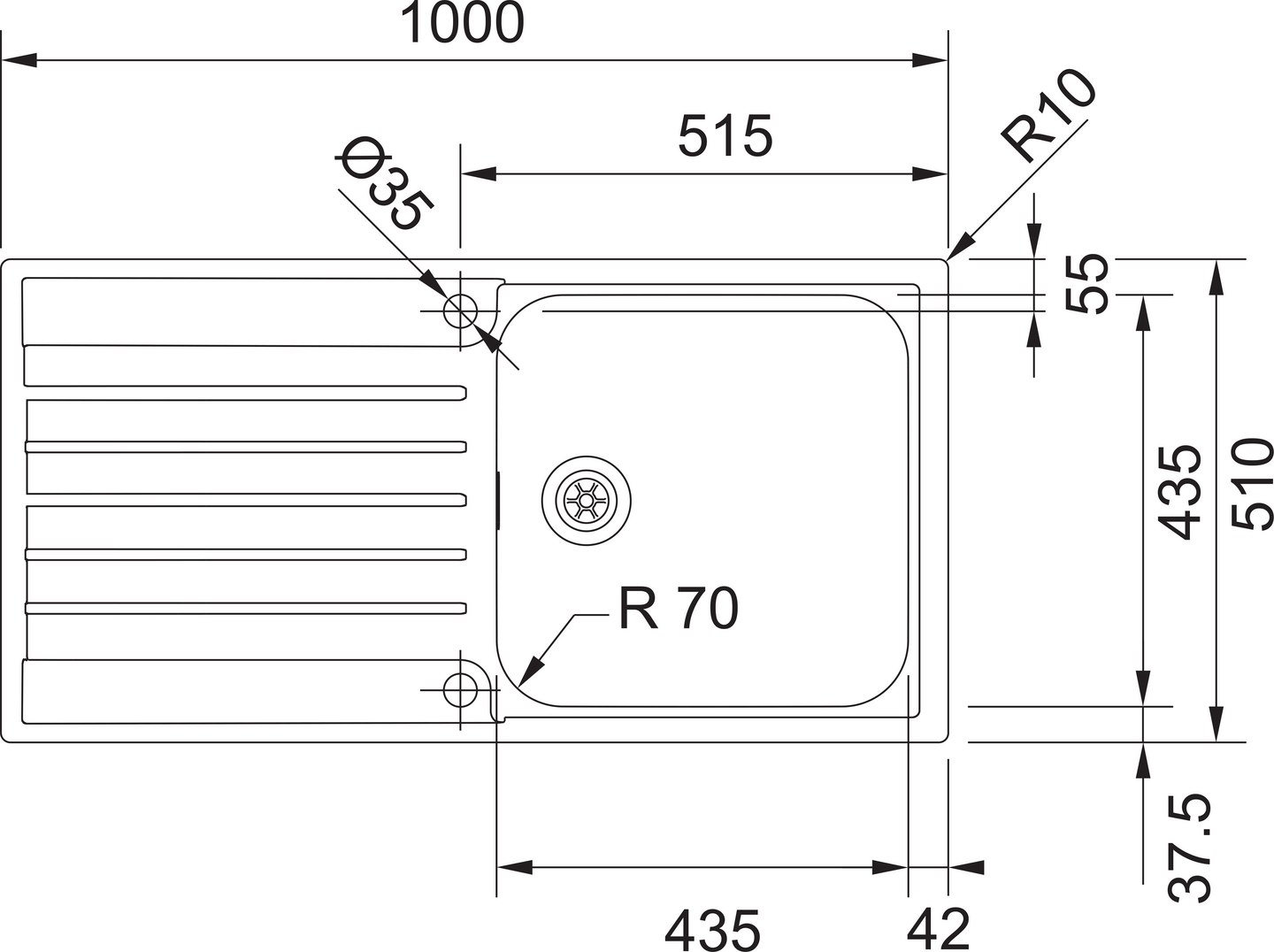 Upotettava allas Franke Argos AGX 211/611-100 Slimtop