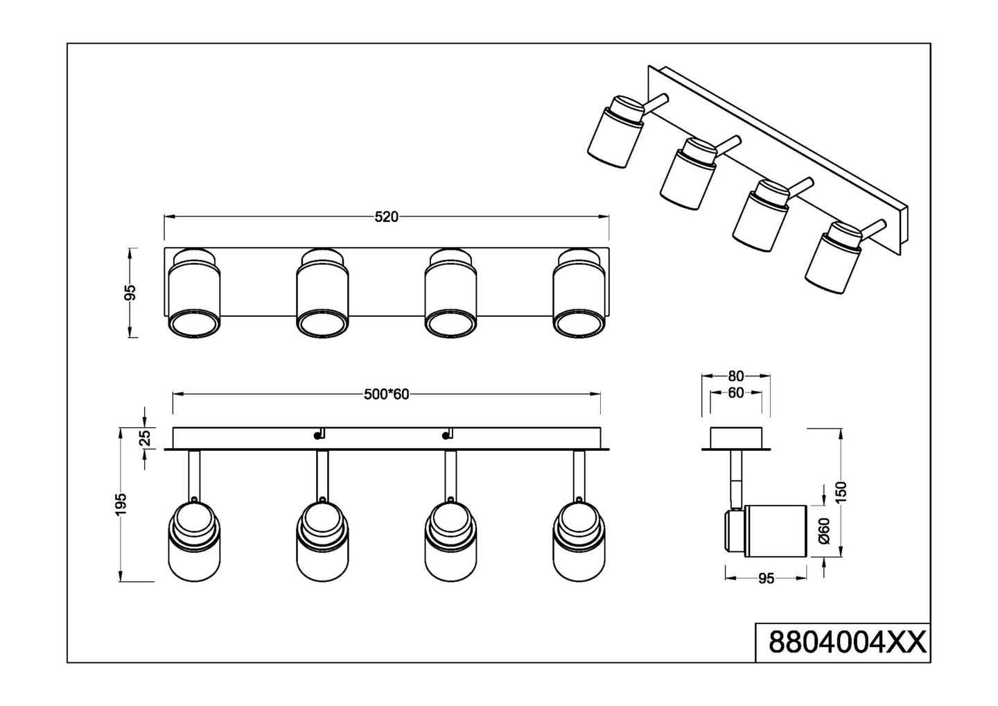 Spotti TRIO Angelo GU10 4-Os IP44 Kromi