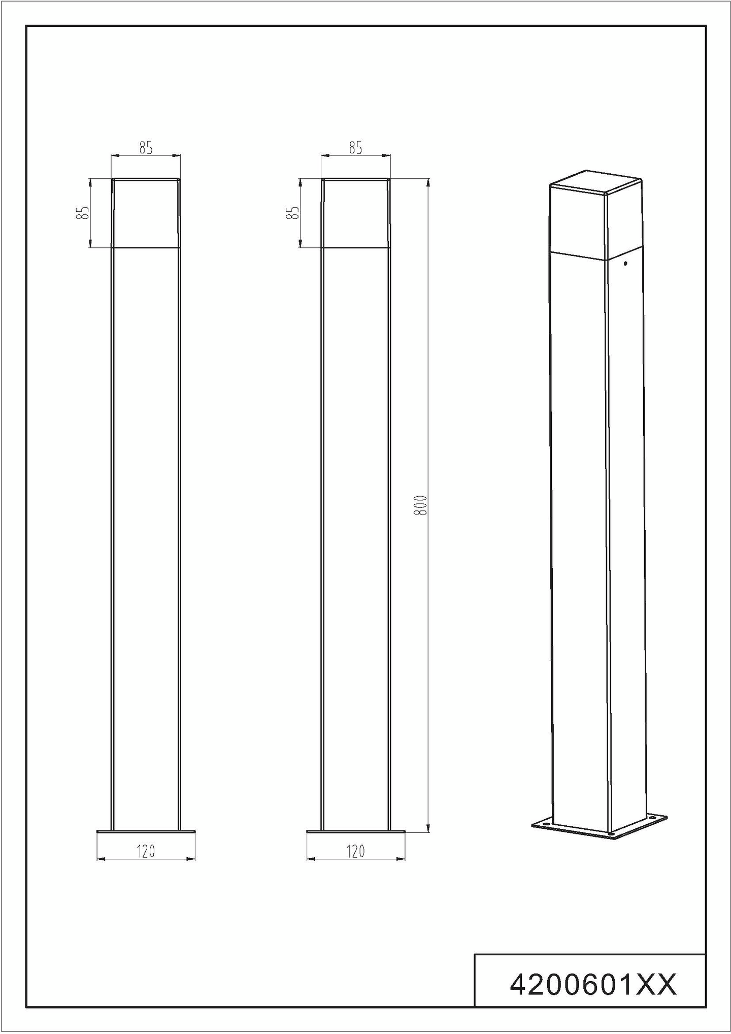 Ulkopylväsvalaisin TRIO Hudson 420060187 E14 IP44 80cm harmaa