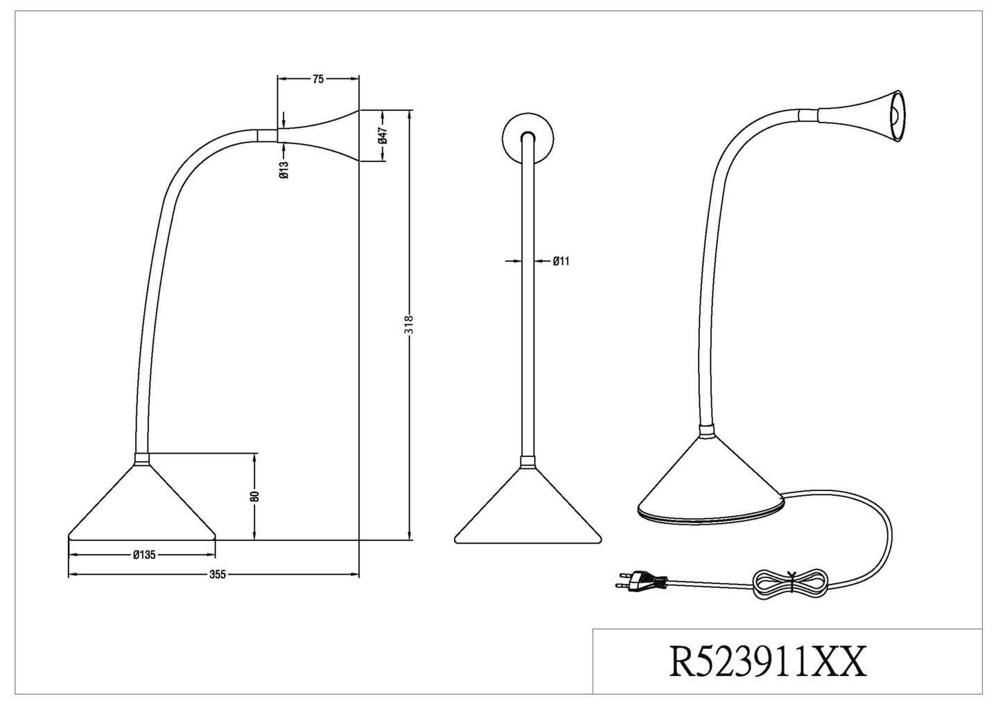 Pöytävalaisin TRIO Viper led valkoinen