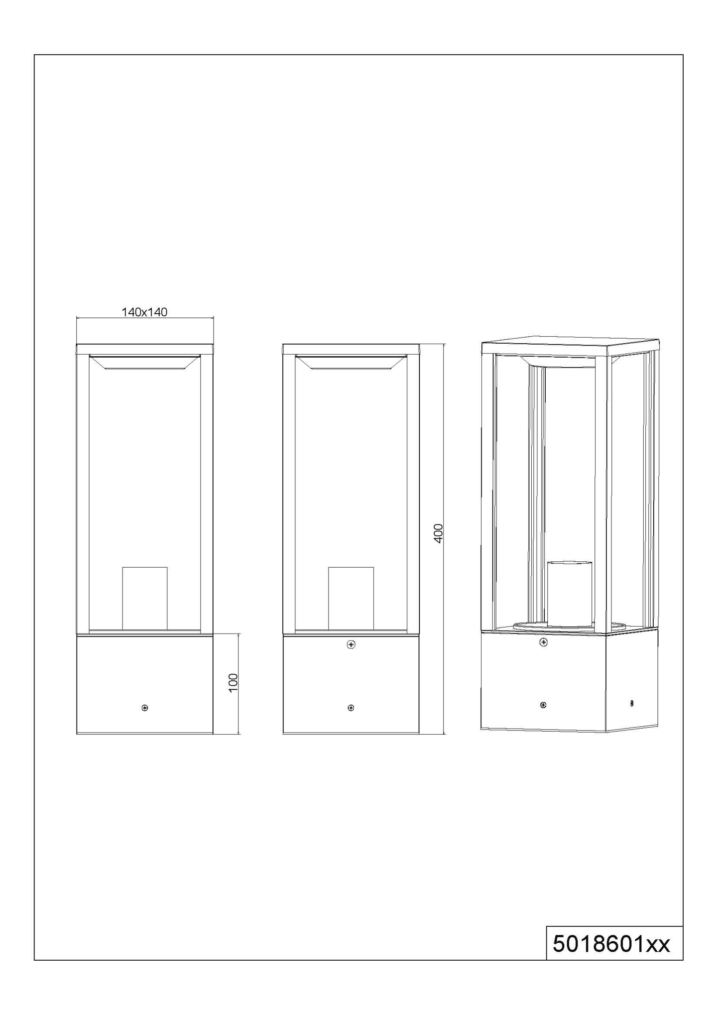 Ulkopylväsvalaisin TRIO Garonne E27 40cm antrasiitti