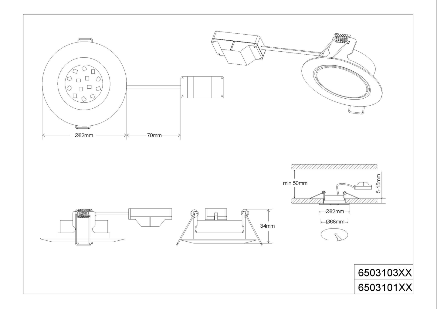 Uppospotti TRIO Rila pyöreä led 5W valkoinen IP20