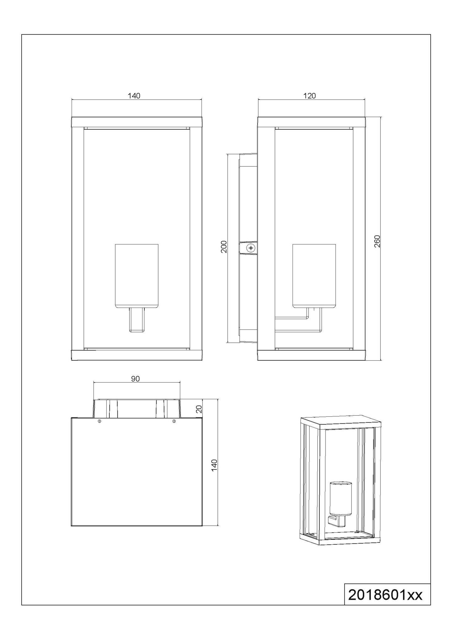 Ulkoseinävalaisin TRIO Garonne E27 1-Os Antrasiitti