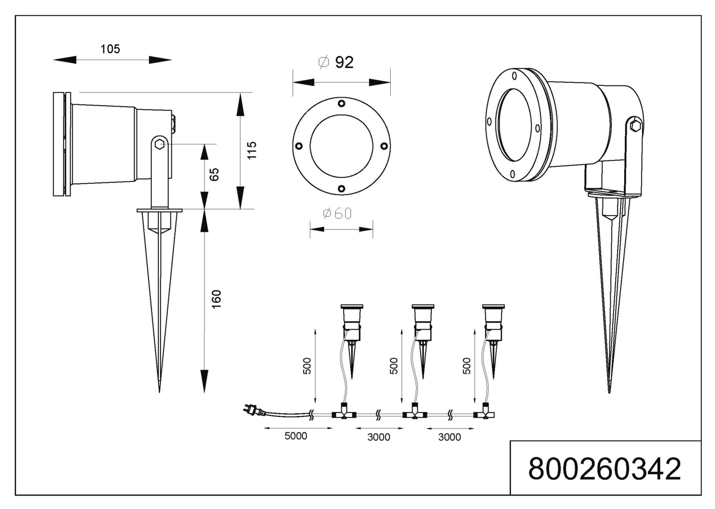 Ulkokohdevalaisin TRIO Ubangi 3xGU10 antrasiitti
