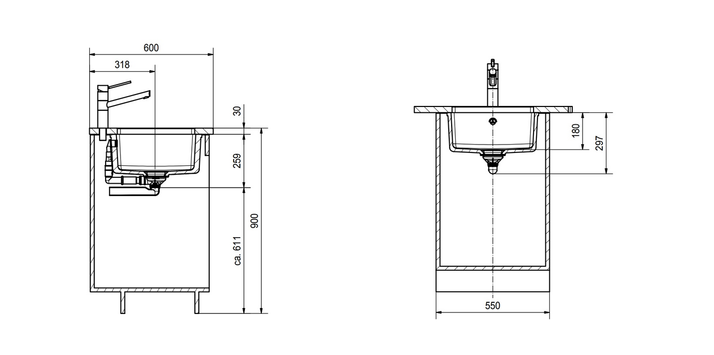 Alta asennettava allas Franke Kubus KBK 110-40 graphit