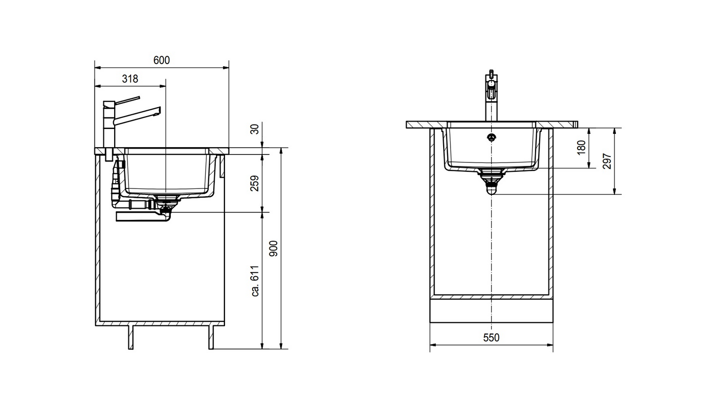 Alta asennettava allas Franke Kubus KBK 110-40 onyx 