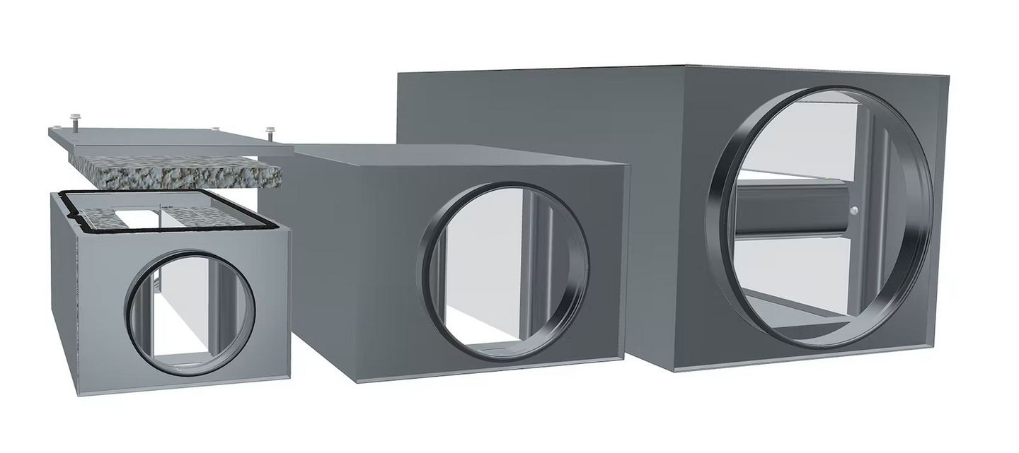 Äänenvaimennin Lindab kantikas KVDPX 125-1000-3