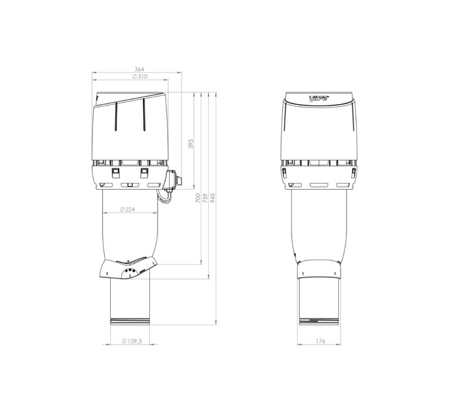 Huippuimuri VILPE Flow Eco 160P/700 harmaa