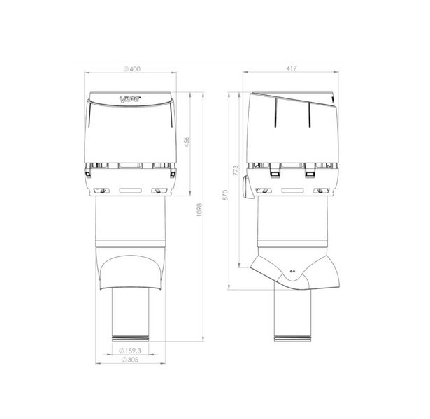 Poistoputki Vilpe Flow XL160p/IS/700 ruskea