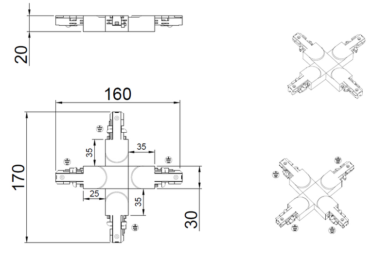 X-liitin TRIO Duoline harmaa