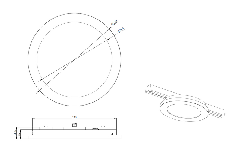 Kattovalaisin TRIO Duoline Camillus led 1400lm 26cm harmaa