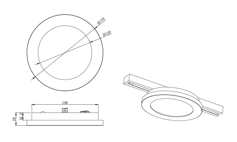 Kattovalaisin TRIO Duoline Camillus led 900lm 17cm harmaa