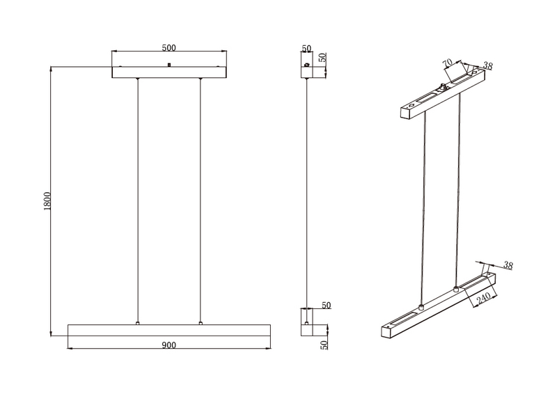 Riippuvalaisin TRIO Duoline Paros led 3400lm harjattu teräs