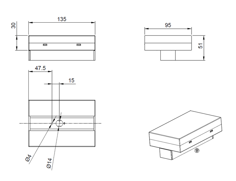 Virransyöttörasia TRIO Duoline vaiheen kääntäjällä harmaa