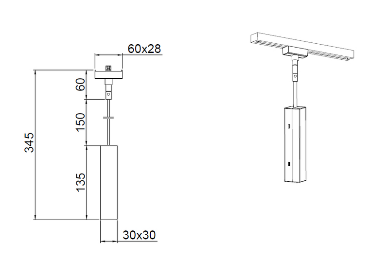 Riippuvalaisinsovitin TRIO Duoline harmaa