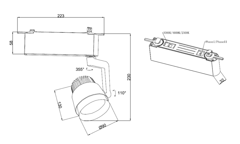Spottivalaisin TRIO Duoline Radiator led 1270lm 1-os harmaa