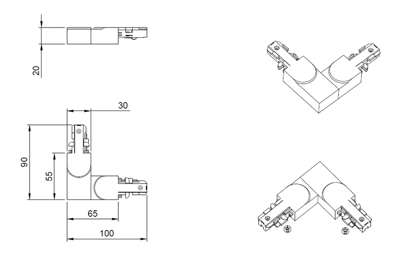 L-liitin TRIO Duoline harmaa