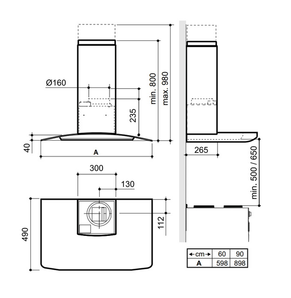 Liesikupu Franke Opal 762/60 B4 seinämalli
