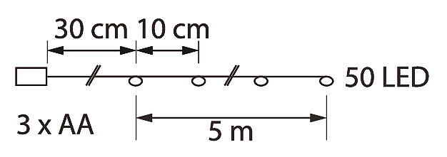 Valolanka Airam Hilla 50 led, paristokäyttöinen