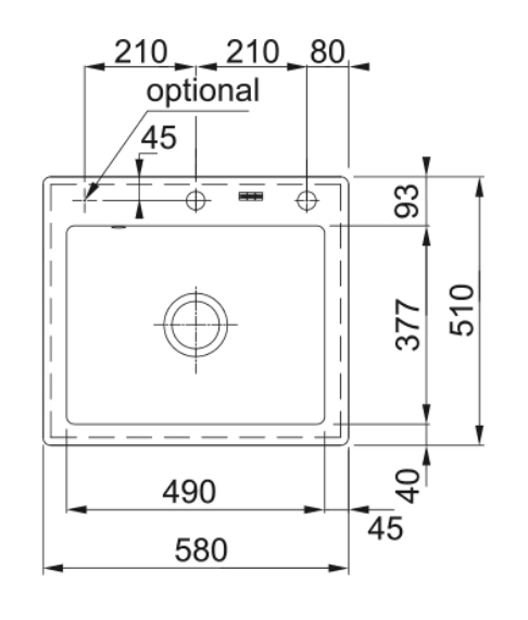 Upotettava allas Franke Mythos MTK 610-58