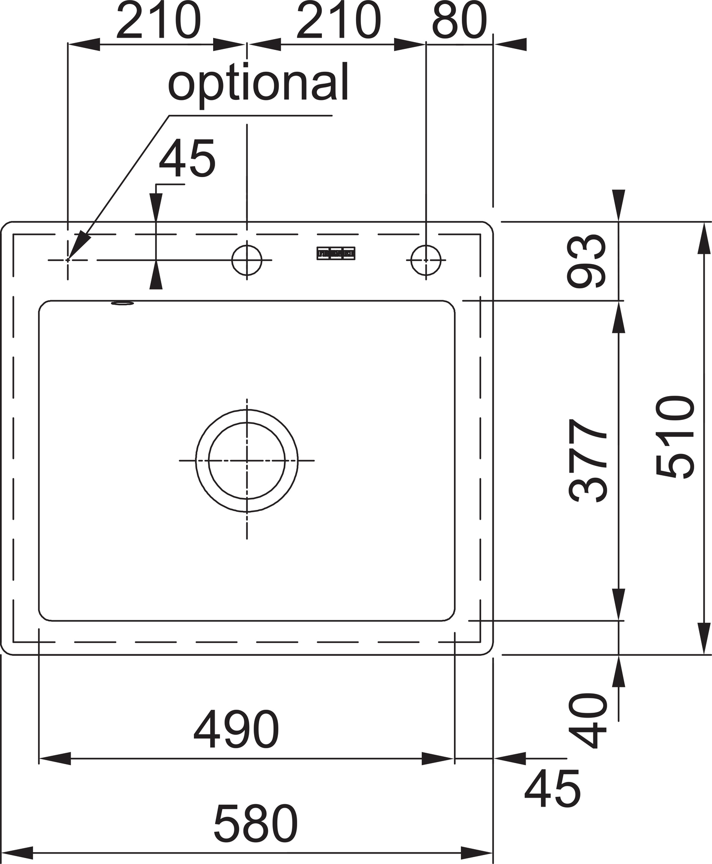 Upotettava allas Franke Mythos MTK 610-58 graphit