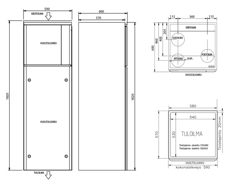 Ilmalämmityslaite Enervent Salla Kotilämpö eAir W
