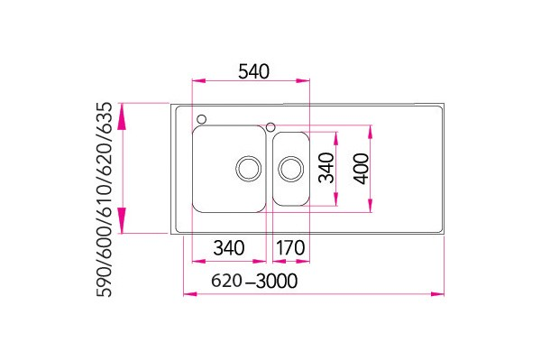 Pesupöytä Stala F-Seitsikko 1300mm
