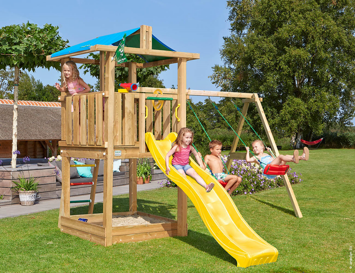 Jungle Gym Hut leikkitorni ja Swing Module X'tra