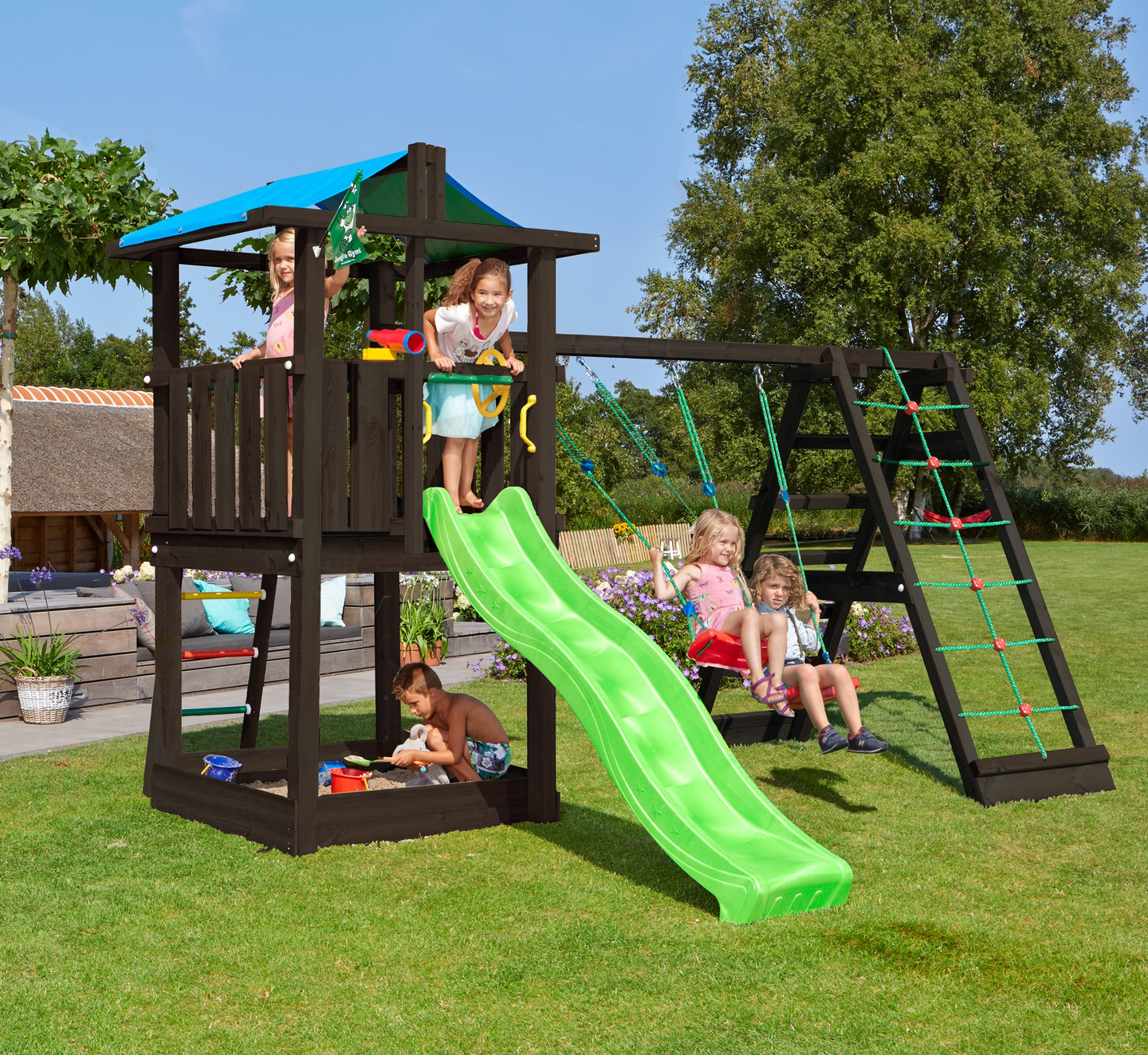 Jungle Gym Hut leikkitorni ja Climb Module X'tra, musta