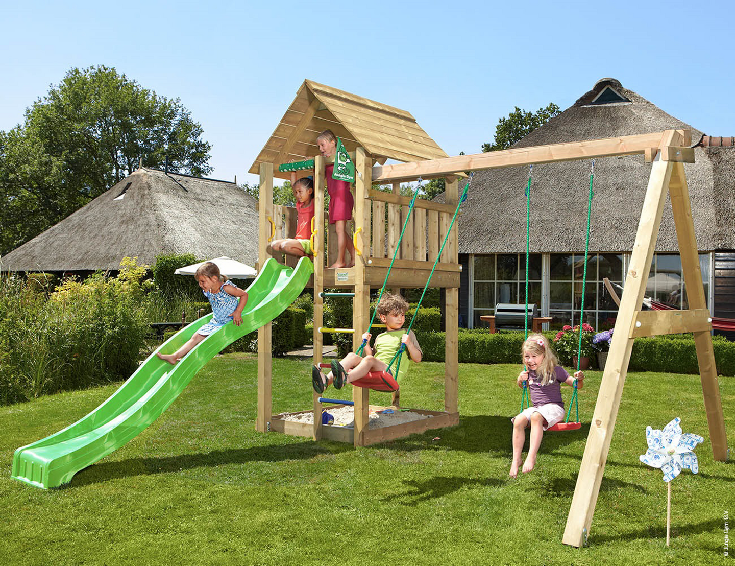 Jungle Gym Cabin leikkitorni ja Swing Module X'tra