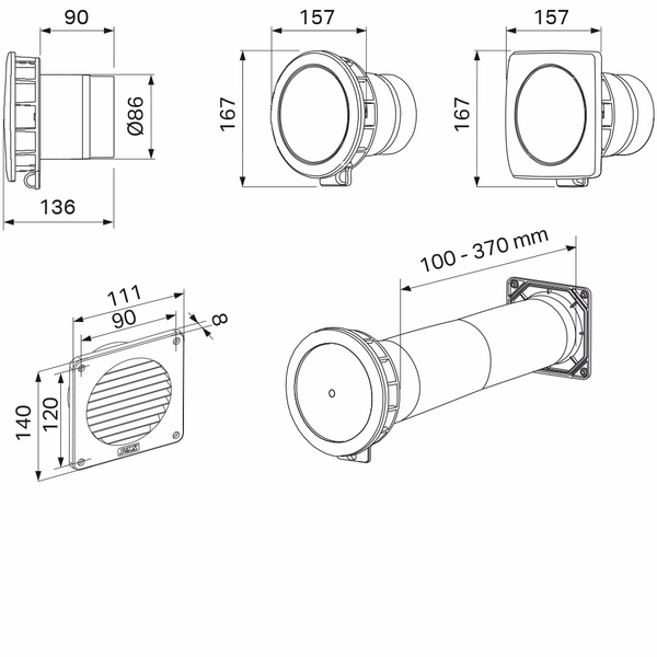 Tuloaukon ilmaventtiili Pax FMP 80