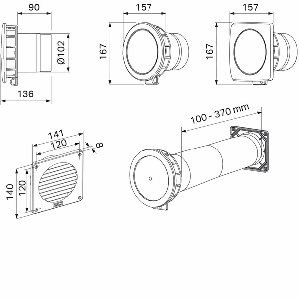 Tuloaukon ilmaventtiili Pax FMP 100