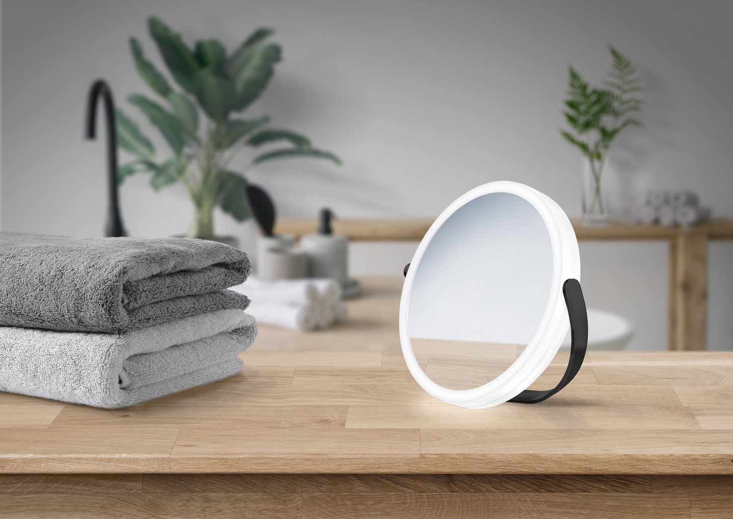 Meikkipeili Smedbo Outline7x/normaali mattamusta LED