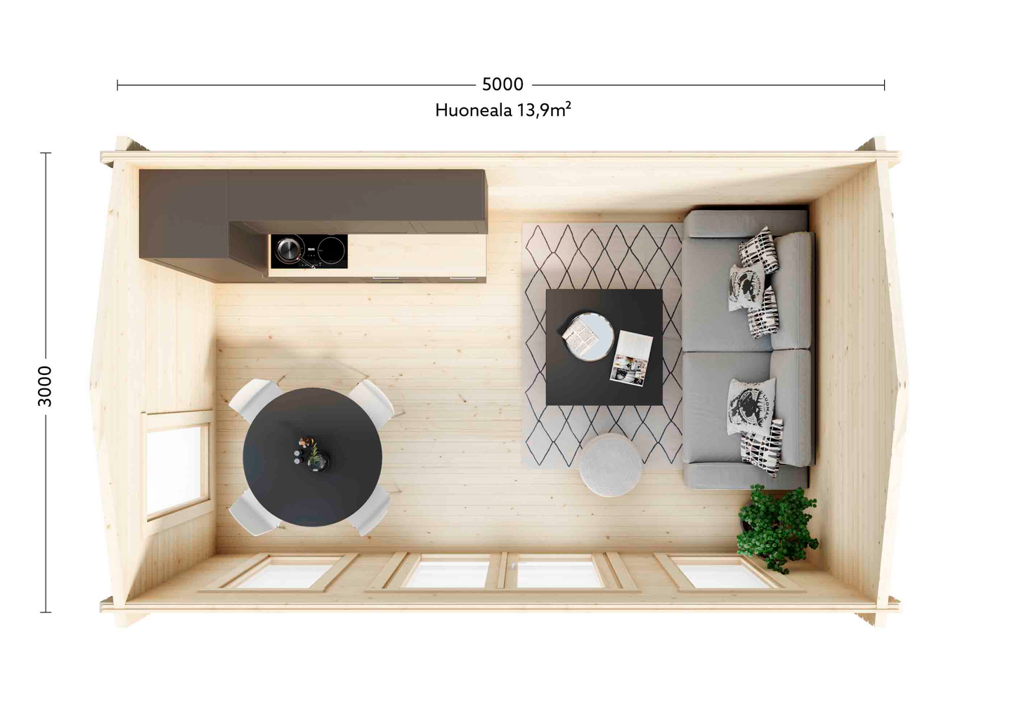 Vierasmaja Luoman Koskelo 15m² seinävahvuus 70mm
