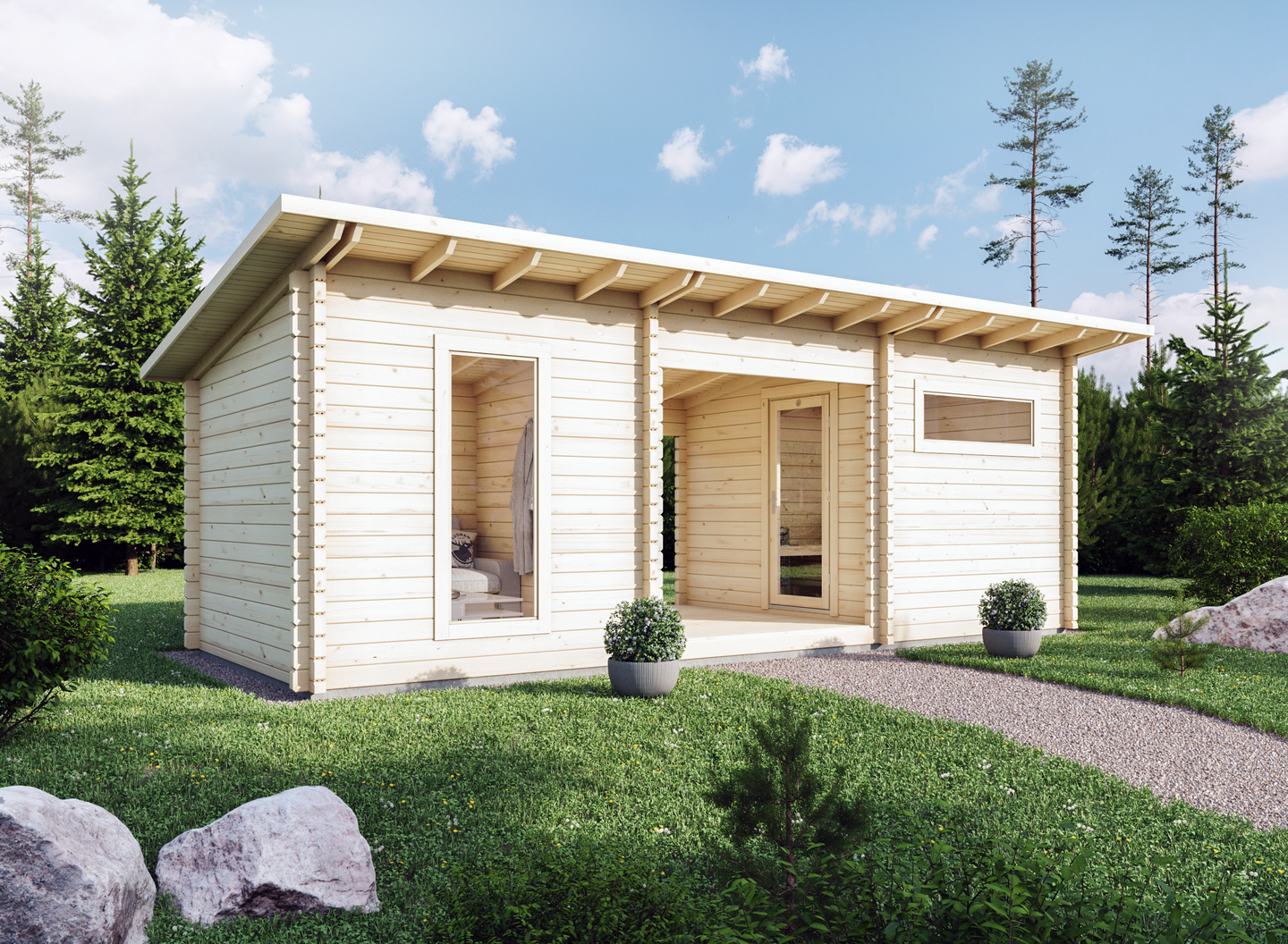 Saunamökki Luoman Kuovi 20m² seinävahvuus 70mm