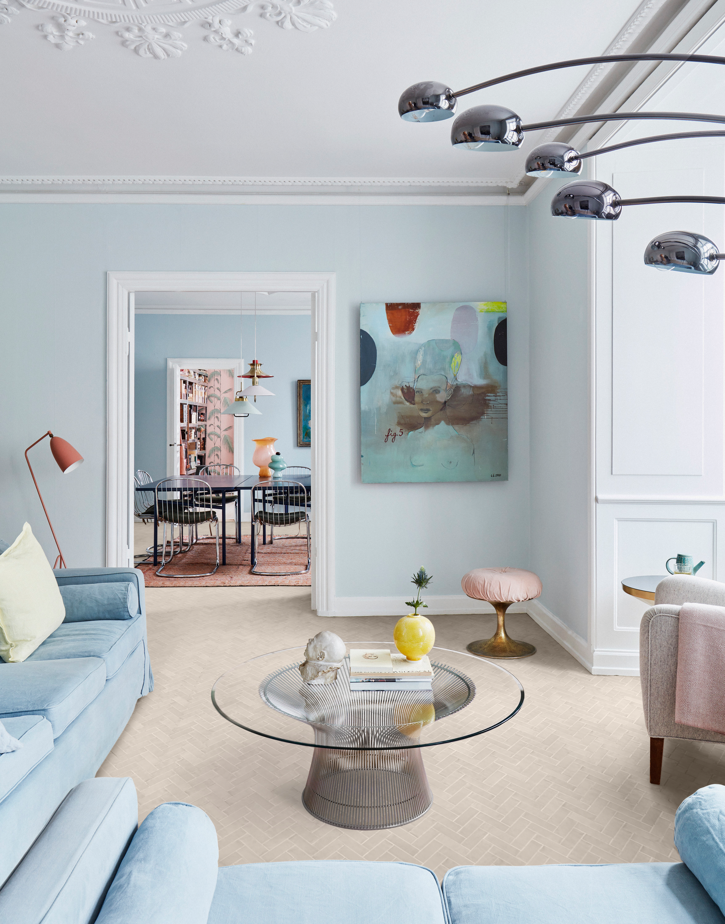 Lattialaatta Cello Confetto 5x15 valkoinen matta 0,81m²