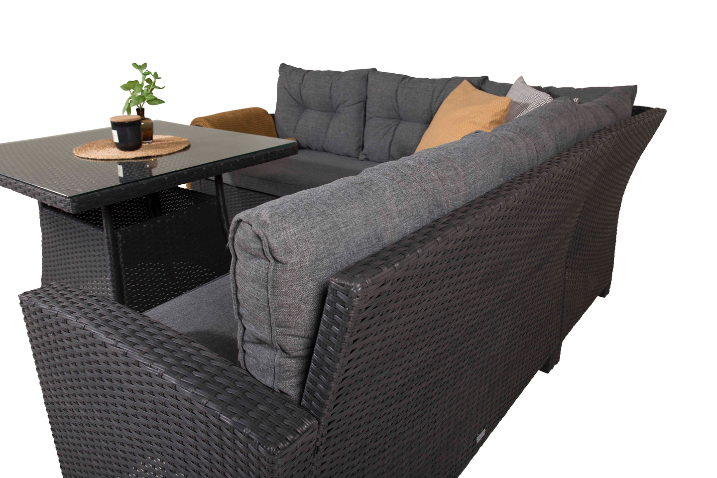 HÖRNSOFFA CELLO WILLIAM - SVART/GRÅ