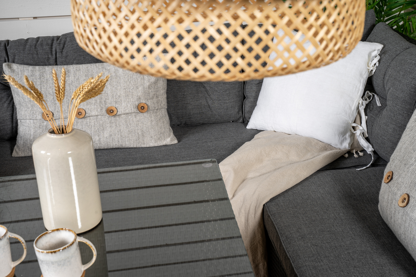 HÖRNSOFFA CELLO WILLIAM - SVART/GRÅ