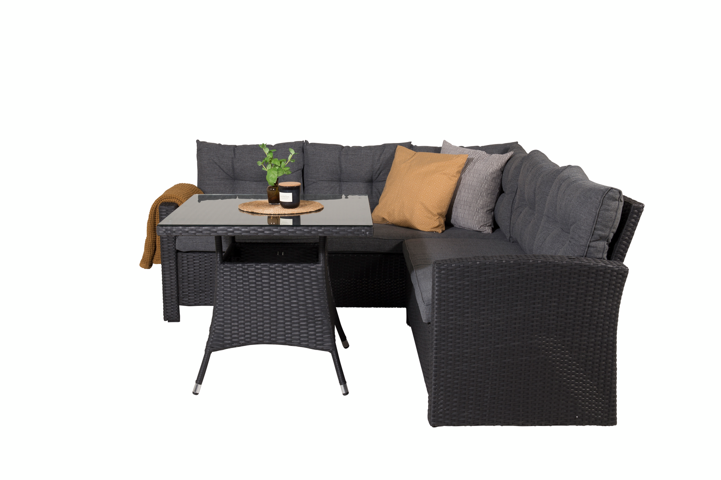 HÖRNSOFFA CELLO WILLIAM - SVART/GRÅ