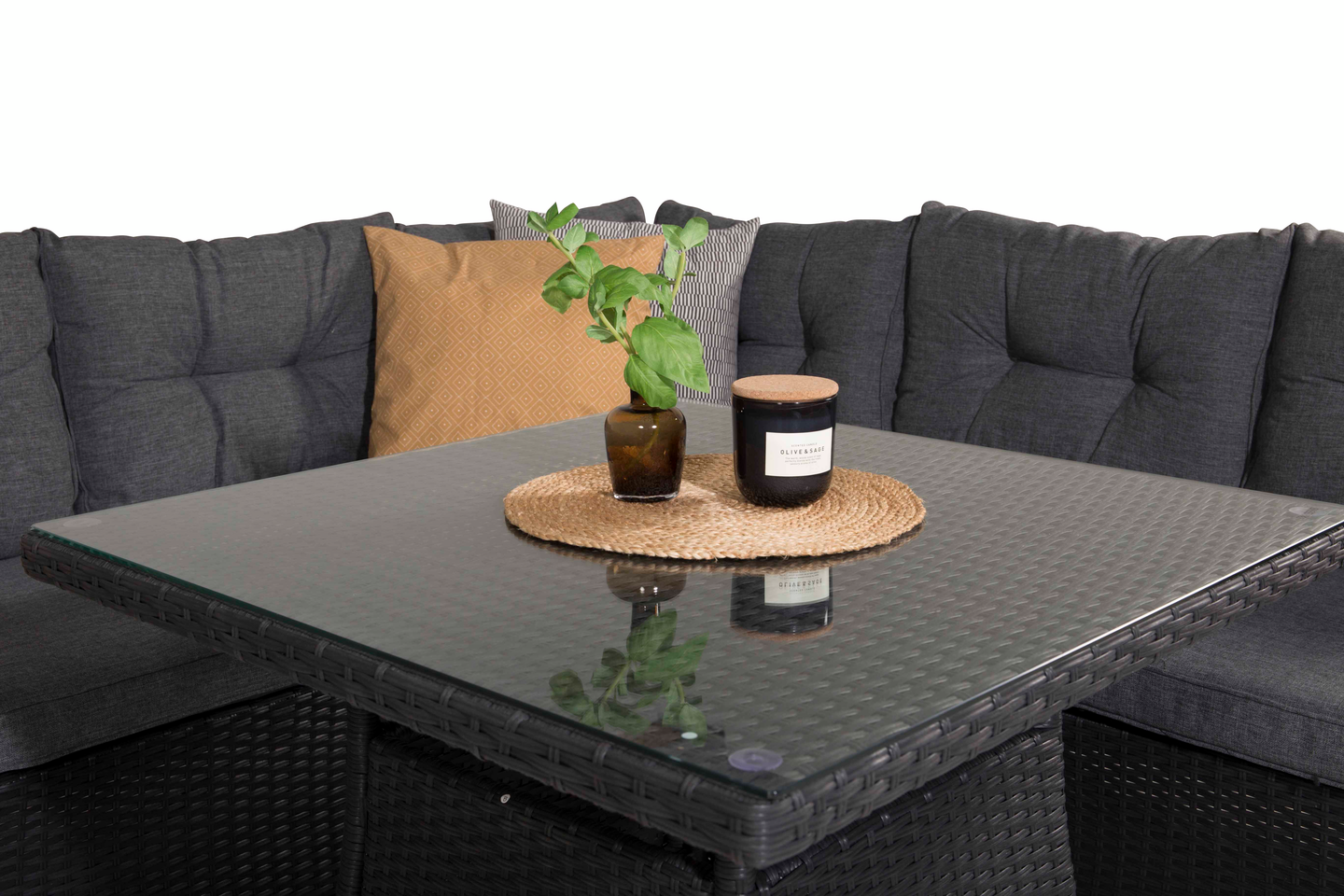 HÖRNSOFFA CELLO WILLIAM - SVART/GRÅ