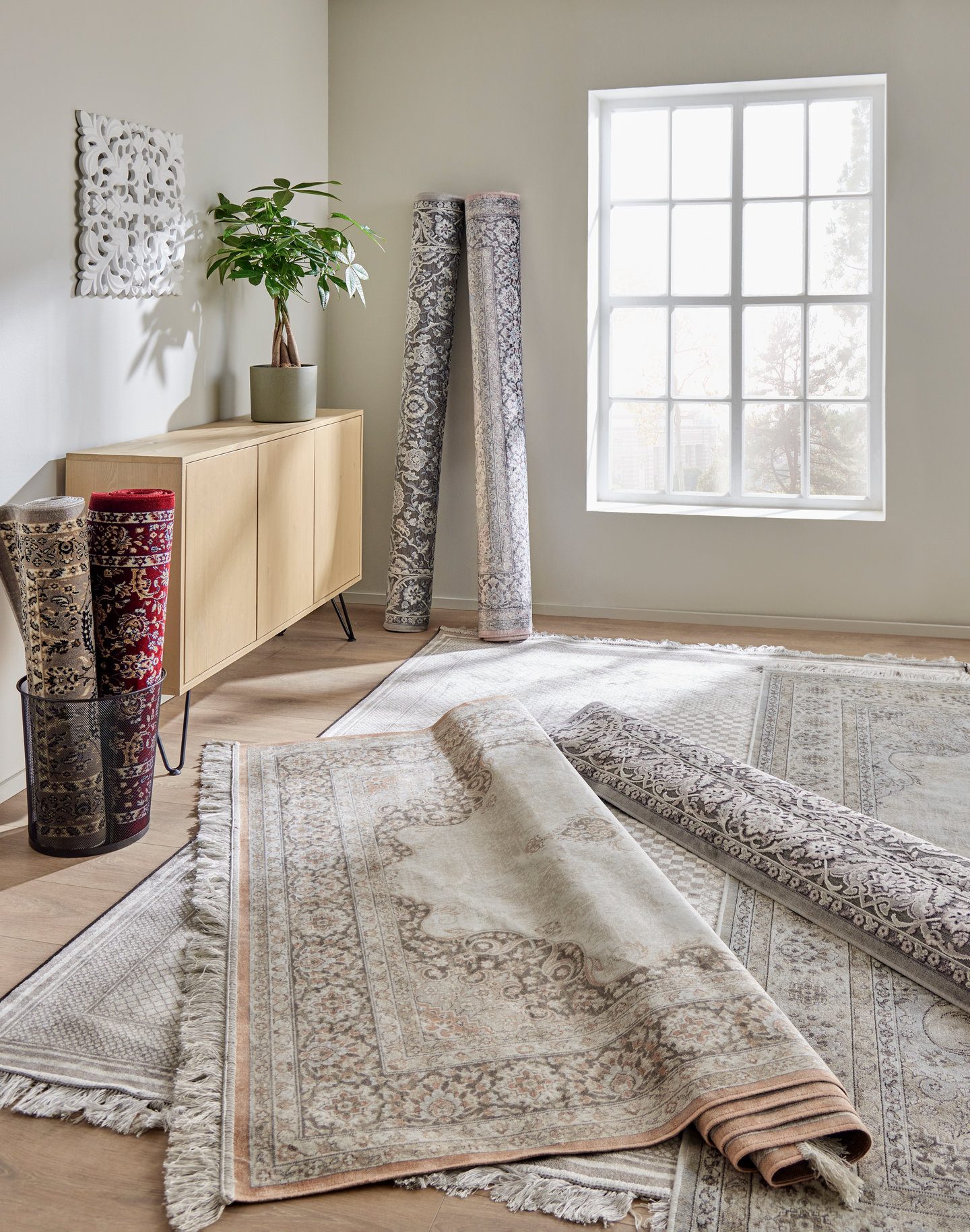 Viskoosimatto Cello Fleur 200x290cm harmaa/punainen